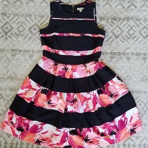 Pink and black floral dress Size 10